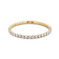 Tennisarmband staal-zirconia goudkleurig-wit 4,0 mm 18 cm