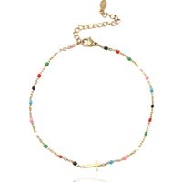 Enkelband Goud & Emaille - Cross Multicolor
