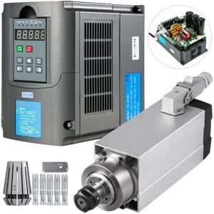 VEVOR 3,0KW luchtkoelingspindelmotor 220V ~ 250V / 300Hz 0-18000RPM roestvrij staal met 3KW 4HP frequentieomvormer 3 fase 208-240V AC SPWM werktemperatuur -10-40℃ omvormerdisplay