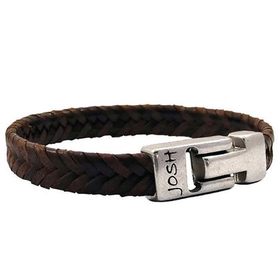 JOSH 24824-BRA-S-BR Armband leder bruin-zilverkleurig 10 mm 21 cm