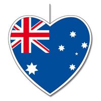 Kartonnen hart met de vlag van Australie 28 cm