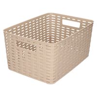 Plasticforte Opbergmand - Kastmand - rotan kunststof - taupe - 10 Liter - 22 x 33 x 16 cm - Opbergmanden - thumbnail