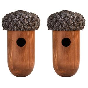 Best for Birds Vogelhuisje eikel - Set van 2x stuks - 25 cm - nestkastje voor kleine tuinvogeltjes