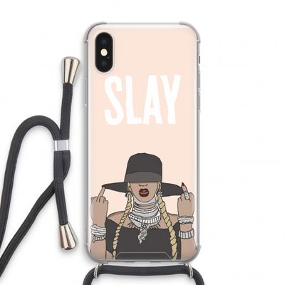 Slay All Day: iPhone X Transparant Hoesje met koord