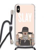 Slay All Day: iPhone X Transparant Hoesje met koord