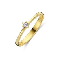 Exclusieve 14K Geelgouden Ring met Diamant - 3.5 mm Breed, 0.05 ct Diamantgewicht