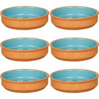 La Dehesa tapas/creme brulee schaaltje - 16x stuks - terracotta/blauw - 16 x 4 cm