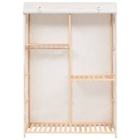 The Living Store Kledingkast - 110 x 40 x 170 cm - Wit houten frame - 3 lagen - thumbnail