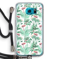 Flamingo bladeren: Samsung Galaxy S6 Transparant Hoesje met koord