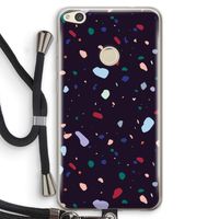 Dark Rounded Terrazzo: Huawei Ascend P8 Lite (2017) Transparant Hoesje met koord
