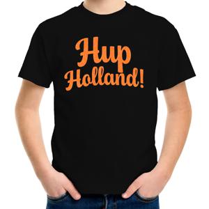 Oranje supporter T-shirt voor jongens - Hup Holland - zwart - EK/WK voetbal - Nederland