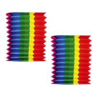Fiestas Guirca Trek lampion - 5x - regenboog - H20 cm - papier - feest versiering