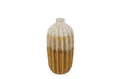 Vaas Ridge S oker aardew 13x13x27cm