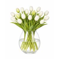 Kunst tulpen boeket Bella - 24x stuks - wit - real touch - 40 cm