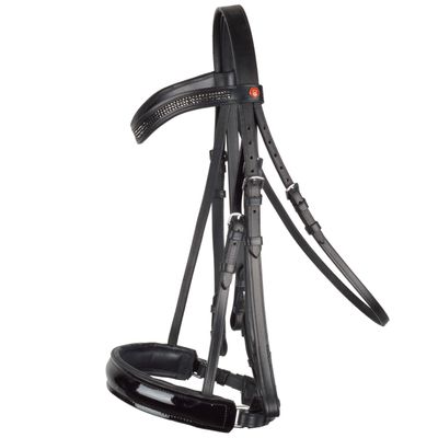 Rossner Lak stang & trens hoofdstel zwart maat:cob