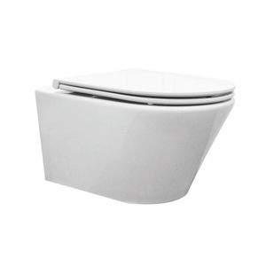 Hangtoilet Wiesbaden Vesta Rimless Diepspoel Wit (incl Flatline Zitting)