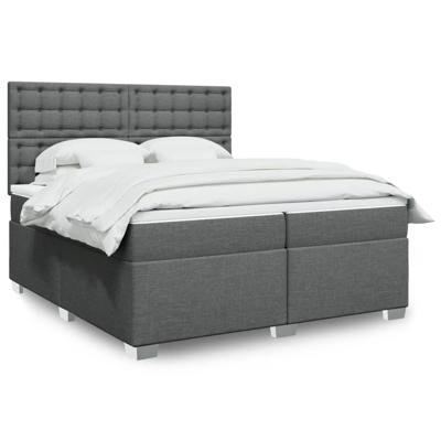 Boxspring met matras stof donkergrijs 200x200 cm