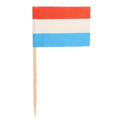 Cocktailprikkers Nederland - 500x - rood/wit/blauw - 8cm - Holland vlaggetjes