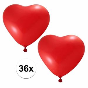 Ballonnen in rode hartjes vorm - 36x stuks - Valentijn en Liefde decoraties - latex - versieringen