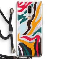 Colored Zebra: OnePlus 6 Transparant Hoesje met koord Colored Zebra: OnePlus 6 Transparant Hoesje met koord