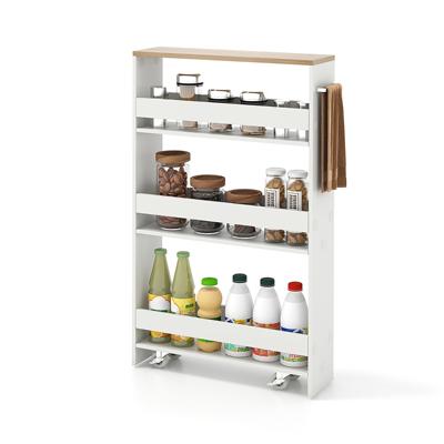 4-laags Slanke Opbergkar Keukenwagen met Zwenkwielen Multifunctionele Kar