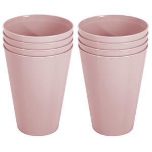 Onbreekbare drinkglazen - set 8x stuks - kunststof - lichtroze - 430 ml - camping/outdoor/kinderen