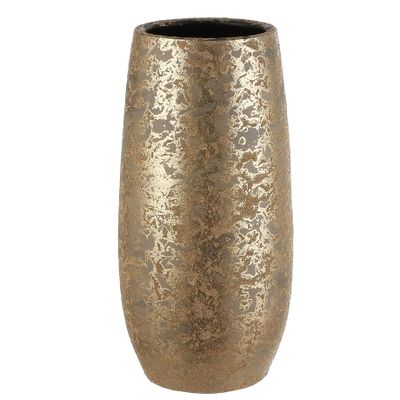 Luxe bloemenvaas goud motief 35 x 17.5 cm van keramiek