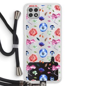 Bloemetjes: Samsung Galaxy A22 4G Transparant Hoesje met koord