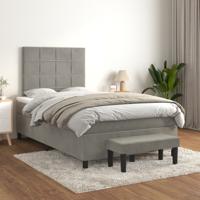 Boxspring met matras fluweel lichtgrijs 120x200 cm