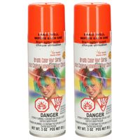 Haarverf/haarspray - 2x - neon oranje - spuitbus - 125 ml - Carnaval - thumbnail