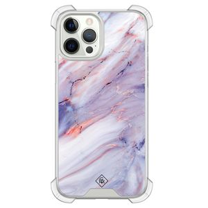iPhone 12 (Pro) siliconen shockproof hoesje - Marmer paars