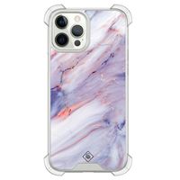 iPhone 12 (Pro) siliconen shockproof hoesje - Marmer paars