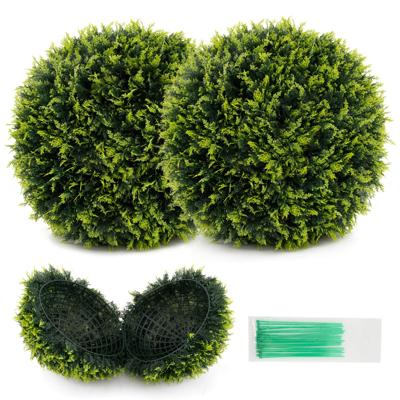 2 x 55 cm UV-Bestendige Kunstmatige Buxusbollen Kunstceder Topiary Bolplanten Decoratief voor Binnen Buiten Veranda Bruiloft