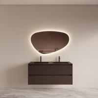 Badmeubelset BWS Riga met Asia Wastafel Zwart 120 cm Bruin Eiken