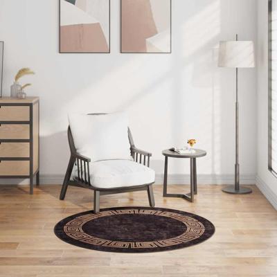 VidaXL Vloerkleed wasbaar anti-slip ø120 cm zwart en goudkleurig