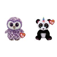 Ty - Knuffel - Beanie Boo's - Moonlight Owl & Paris Panda - thumbnail