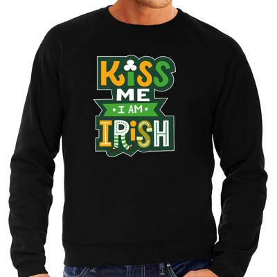Kiss me im Irish - St. Patricks day thema sweater - trui - zwart - voor heren