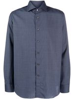 Canali chemise en coton à col italien - Bleu