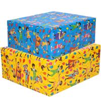 Club van Sinterklaas inpakpapier - 6x rollen - 2 kleuren - 200 x 70 cm - pakjesavond