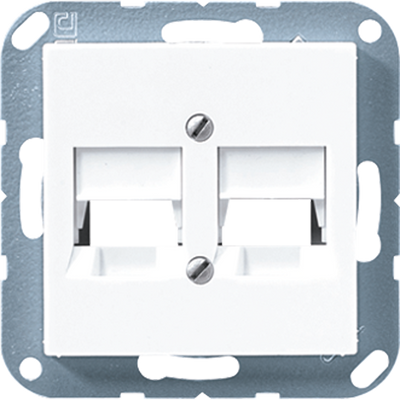 Jung AS500 RJ45 inbouwset met draagframe en inzetplaat creme A569-2NWE
