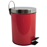 MSV Prullenbak/pedaalemmer - metaal - rood - 3 liter - 17 x 25 cm - Badkamer/toilet   - - thumbnail
