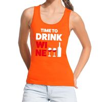 Time to Drink Wine tekst tanktop / mouwloos shirt oranje dames