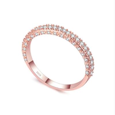Dubbele rij voor vrouwen mode Cubic Zirconia Wedding Engagement Ring ring grootte: 7 (Rose Gold Deputy ring)