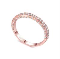 Dubbele rij voor vrouwen mode Cubic Zirconia Wedding Engagement Ring ring grootte: 7 (Rose Gold Deputy ring)