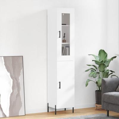 Hoge kast 34,5x34x180 cm bewerkt hout wit
