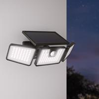 HOFTRONIC™ Edon Solar Wandlamp buiten met PIR bewegingssensor - Incl. Schemersensor - IP44 waterdicht - 156 LED&apos;s - 7 watt - 6500K 700 lumen daglicht wit licht - Zwart