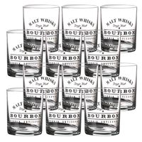 Urban Living whiskey/water/drinkglazen Comptoir - gedecoreerd glas - 12x stuks - 280 ml