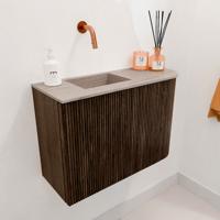 Toiletmeubel Mondiaz Joya Dlux | 61.6 cm | Meubelkleur Walnut | Faye wastafel Saba Wasbak Links | Zonder kraangat(en)