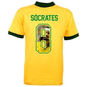 Brazilie retro voetbalshirt WK 1982 + Socrates 8 (Photo Style)
