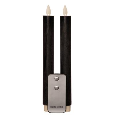 Anna's Collection LED dinerkaarsen - zwart - 2x stuks - 23 cm - met afstandsbediening - kaarsen
